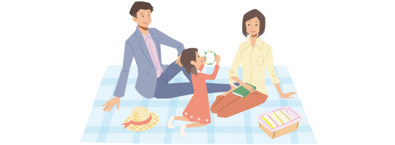 ピクニックを楽しむ患者さんとその家族